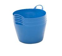 BiGDUG Plastic Flexi Tubs (65 Litre) - Pack of 5 - Recycled Blue - Heavy Duty Trugs Flexible Storage Bucket - Multi Purpose Round Container