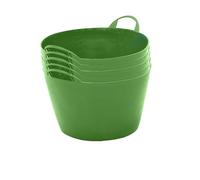 BiGDUG Plastic Flexi Tubs (65 Litre) - Pack of 5 - Recycled Green - Heavy Duty Trugs Flexible Storage Bucket - Multi Purpose Round Container