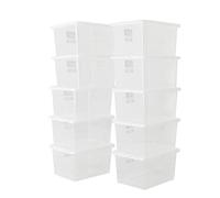 BiGDUG Plastic Storage Boxes - Clear Containers Tubs with Lids for Home or Office Storage (10 x 31 Litre)