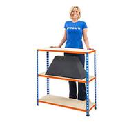 BiGDUG Shelving Unit 3 Shelves Chipboard, Steel 1,220 x 455 x 915 mm Blue, Orange