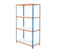 BiGDUG Shelving Unit 4 Shelves Melamine, Steel 1,525 x 305 x 1,600 mm Blue, Orange