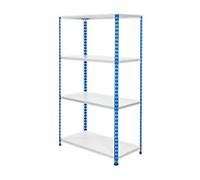 BiGDUG Shelving Unit 4 Shelves Melamine, Steel 915 x 305 x 1,600 mm Blue, Grey