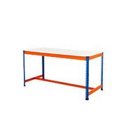 Bigdug Steel T-Bar Melamine Workbench Big400 with 1 Level 400 Kg Blue, Orange 915 x 1220 x 915 mm