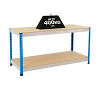 Bigdug Steel Workbench Big400 with 2 Levels 400 Kg Blue 915 x 1525 x 1220 mm