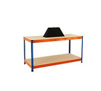 Bigdug Steel Workbench Big400 with 2 Levels 400 Kg Blue, Orange 915 x 1525 x 610 mm