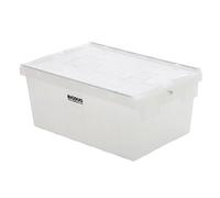 BiGDUG Tote Boxes - Heavy Duty Lidded Plastic Containers - Stackable Storage - 56 Litre Capacity - Pack of 2 Boxes - Translucent