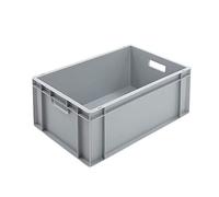 BiGDUG x4 Heavy Duty Euro Stacking Boxes Lidded Warehouse Storage Containers (x4 Grey 235h x 400w x 600dmm)