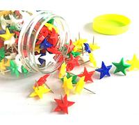 BIGEBO 150 PCS Star Shaped Push Pins, Star Shaped Thumbtacks Multi-Colored Drawing Pins Decorative Pushpins Thumbtacks for Home Office Random Style (Color Star Pushpin)