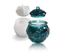 BIGEBO Jar Resin Mold with Lid, Flower Shaped Patterned Storage Box Resin Molds for Candy Jewelry Trinket Container Candle Holder Home Decoration Gifts