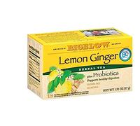 Bigelow Lemon Ginger Herb Plus Probiotics Tea - Caffeine Free - 18 Individually Wrapped Tea Bags