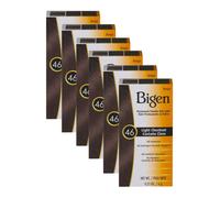 Bigen Powder Permanent Hair Color 46 Light Chestnut 6g - Excellent Gray Hair Coverage - No Ammonia or Harsh Odor - Just Add Water( Pack of 6)