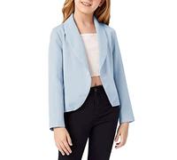 Bigeoosh Girls Blazer Jacket Solid Color Lapel Suit Open Front Long Sleeve Blazers for Kids Girls Size 5-14 Years, Blue, 11-12 Years