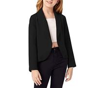 Bigeoosh Girls Blazer Jacket Solid Color Lapel Suit Open Front Long Sleeve Blazers for Kids Girls Size 5-14 Years, Black, 13-14 Years