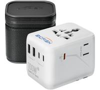 Bigfish Universal Travel Adapter, 100W GaN USB C Charger with PD Fast Charging (C1 Port), Worldwide Travel Charger for Laptop, 5 USB Port Plug, Dual 10A Fuses, EU/UK/US/AUS Plugs