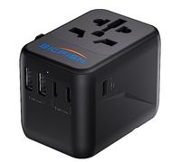 Bigfish Universal Travel Adapter with USB C PD 35W Fast Charging(C3 Port), Worldwide Travel Plug Adapter with 5 USB(2A + 3C), Dual 10A Fuses International Travel Adapter - EU UK US AUS Plugs