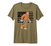 Bigfoot 2nd Amendment Bear Arms Gun & USA Bandana & US Flag Premium T-Shirt