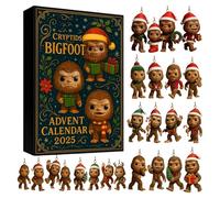 Bigfoot Advent Calendar 2025, 24 Days of Festive Bigfoot Figurines with Christmas Hats and Sweaters, Christmas Box Collectable and Display to Decorate Tree and Cryptid Fans