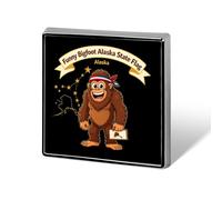 Bigfoot Alaska State Flag Square Metal Badges Decorative Brooches
