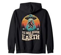 Bigfoot Alien Abduction Never From Earth, Funny UFO Zip Hoodie