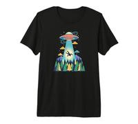 Bigfoot Alien Abduction Sasquatch Yeti UFO Spaceship Premium T-Shirt