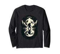 Bigfoot Alien Abduction UFO Beam Moon Lake Reflection Long Sleeve T-Shirt
