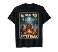 Bigfoot Alien Bear Camping National Park After Dark Campfire T-Shirt