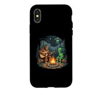 Bigfoot & Alien By The Campfire - Funny Camp Novelty Camping Case for iPhone X/XS