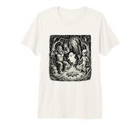 Bigfoot Alien Campfire Ghost Cryptid Forest Funny Premium T-Shirt