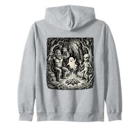 Bigfoot Alien Campfire Ghost Cryptid Forest Funny Zip Hoodie
