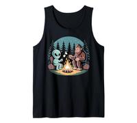 Bigfoot Alien Campfire Sasquatch UFO Forest Camping Tank Top