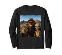 Bigfoot Alien Cat Funny Selfie Hiking Squad Cape Town Long Sleeve T-Shirt