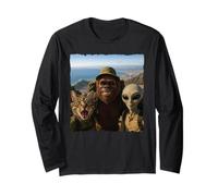 Bigfoot Alien Cat Funny Selfie Hiking Squad Cape Town Long Sleeve T-Shirt