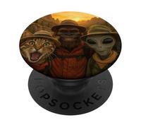 Bigfoot Alien Cat Funny Selfie Hiking Squad Take A Hike PopSockets Adhesive PopGrip
