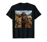 Bigfoot Alien Cat Funny Selfie Hiking Squad Take A Hike T-Shirt