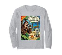 Bigfoot Alien Comic Book Campfire Smores Long Sleeve T-Shirt
