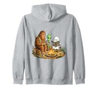 Bigfoot Alien Ghost Campfire Reading Humans Book Zip Hoodie