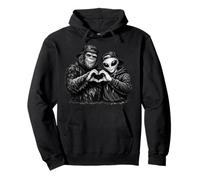 Bigfoot Alien Love Hand Sign Extraterrestrial Believers Pullover Hoodie