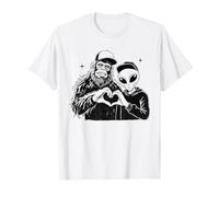Bigfoot Alien Love Hand Sign Extraterrestrial Believers T-Shirt