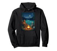 Bigfoot Alien Nessie Campfire Camping Night Scene Pullover Hoodie