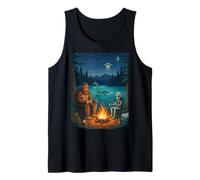 Bigfoot Alien Nessie Campfire Camping Night Scene Tank Top