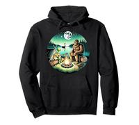 Bigfoot Alien Playing Guitar UFO Campfire Loch Ness Funny Pullover Hoodie