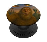 Bigfoot Alien Selfie at Dusk - with UFOs PopSockets Adhesive PopGrip