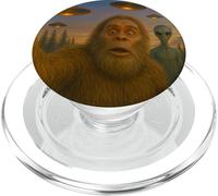 Bigfoot Alien Selfie at Dusk - with UFOs PopSockets PopGrip for MagSafe