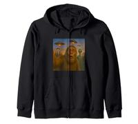 Bigfoot Alien Selfie at Dusk - with UFOs Zip Hoodie