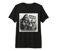 Bigfoot Alien Selfie Funny Sasquatch Rock On Hand UFO Premium T-Shirt