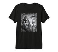 Bigfoot Alien Selfie Funny Sasquatch Rock On Hand UFO Premium T-Shirt