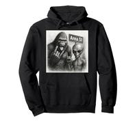 Bigfoot Alien Selfie Funny Sasquatch Rock On Hand UFO Pullover Hoodie