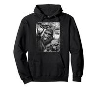 Bigfoot Alien Selfie Funny Sasquatch Rock On Hand UFO Pullover Hoodie