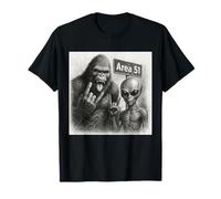 Bigfoot Alien Selfie Funny Sasquatch Rock On Hand UFO T-Shirt