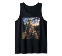 Bigfoot Alien Selfie, Peace & Rock On Hand Sign & UFO Tank Top
